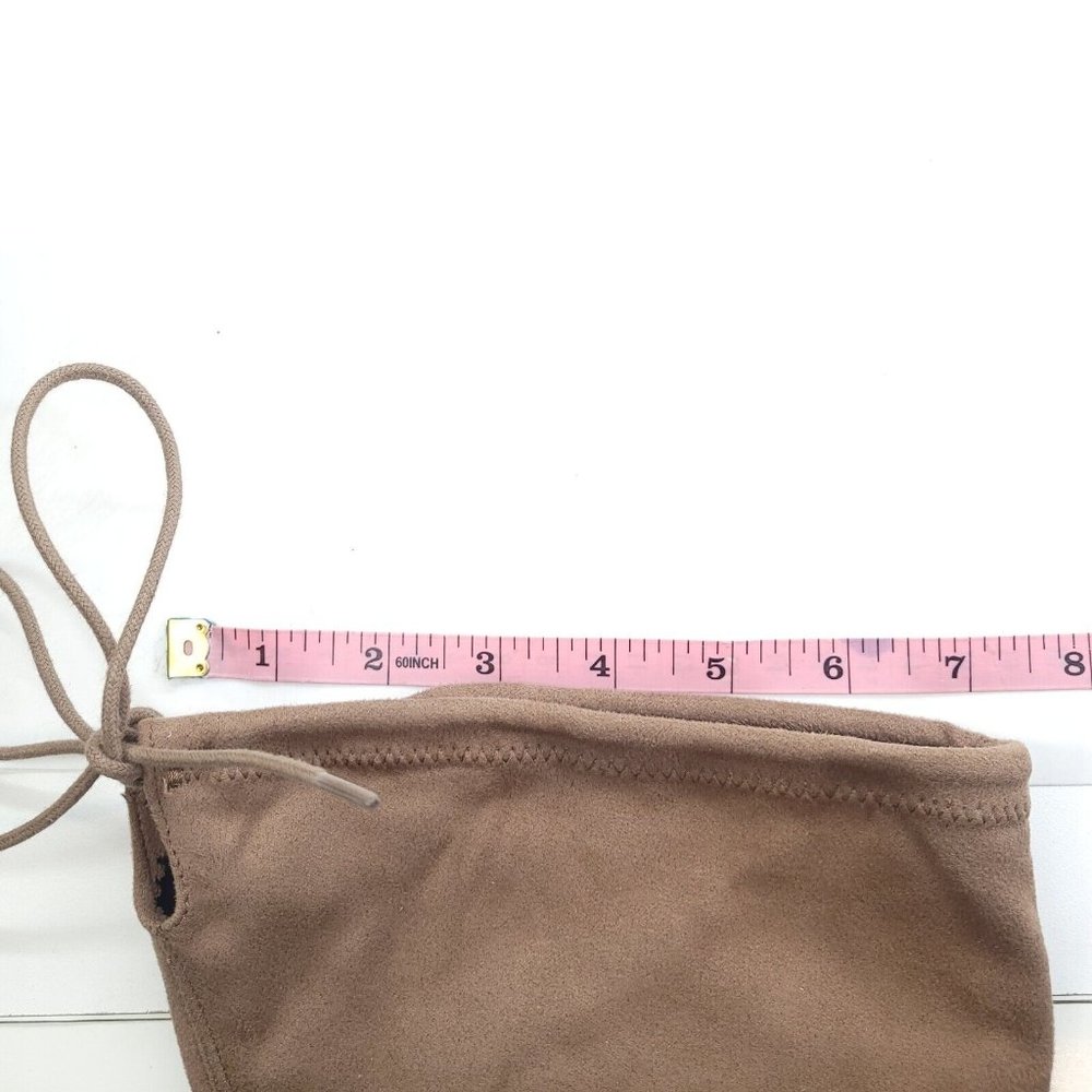 My Delicious Shoes Women Over the Knee Boot Taupe Faux Suede Pull On Tie Calf 10 - Picture 10 of 12